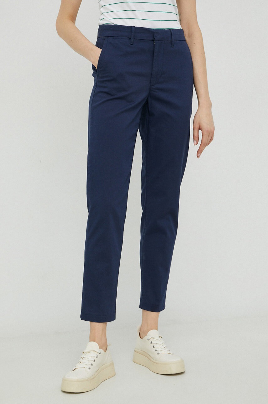 Levi's Pantaloni Femei, Culoarea Albastru Marin, Mulata, Medium Waist