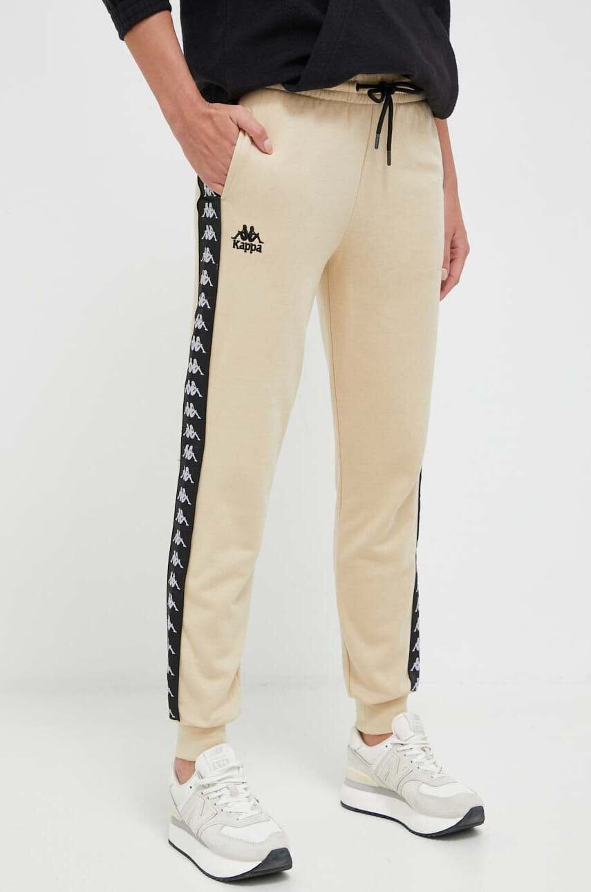 Kappa pantaloni de trening culoarea bej, cu imprimeu