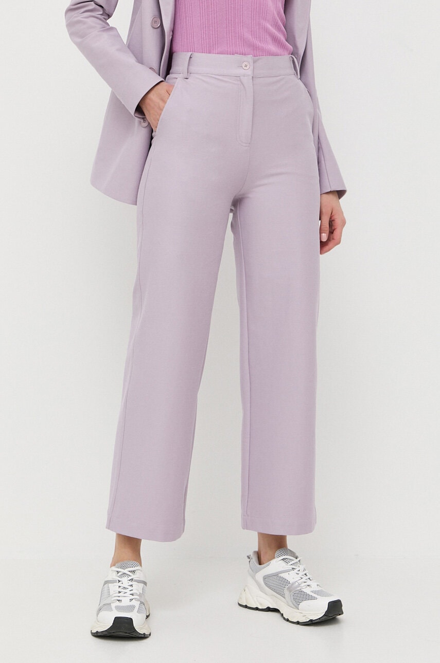 Max Mara Leisure Pantaloni Femei, Culoarea Violet, Drept, High Waist