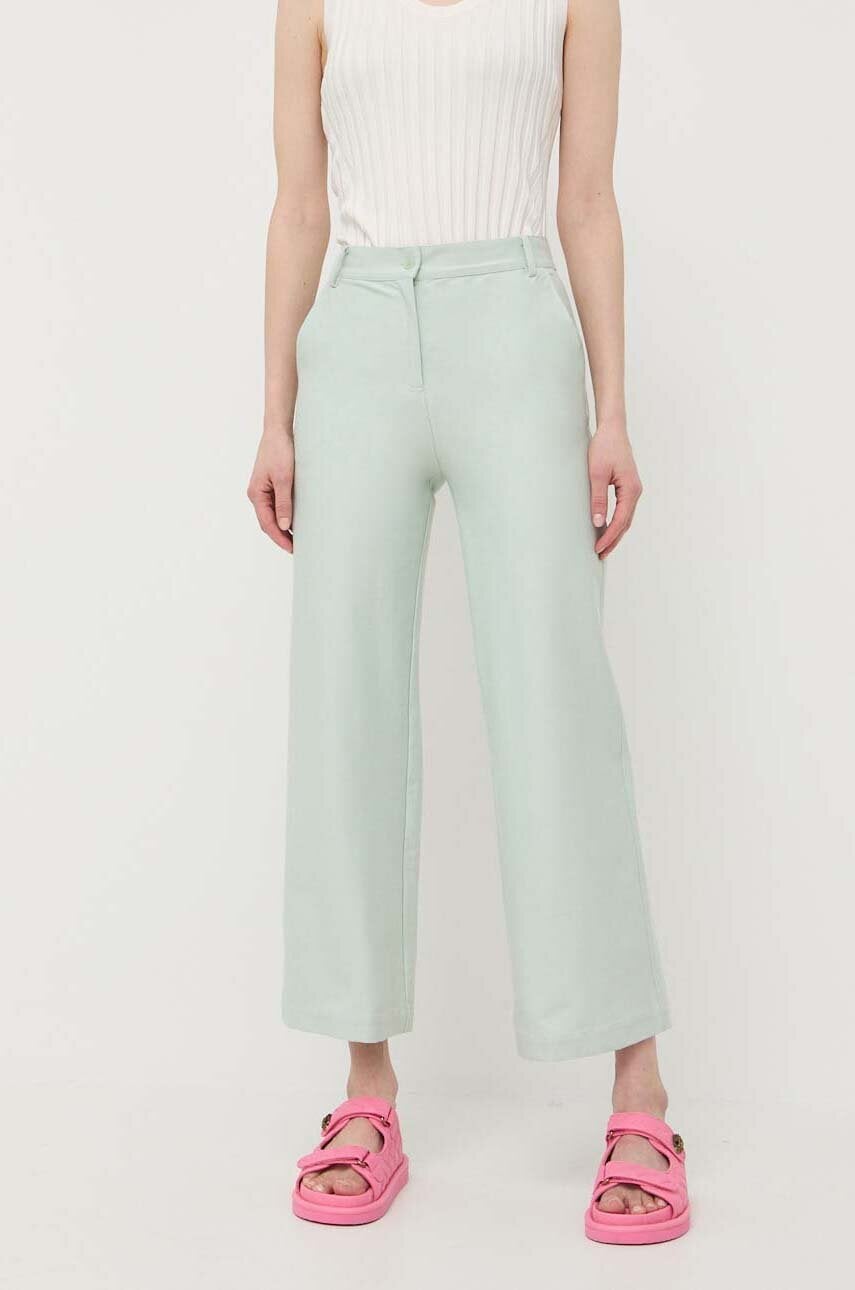 Levně Kalhoty Max Mara Leisure dámské, zelená barva, jednoduché, high waist