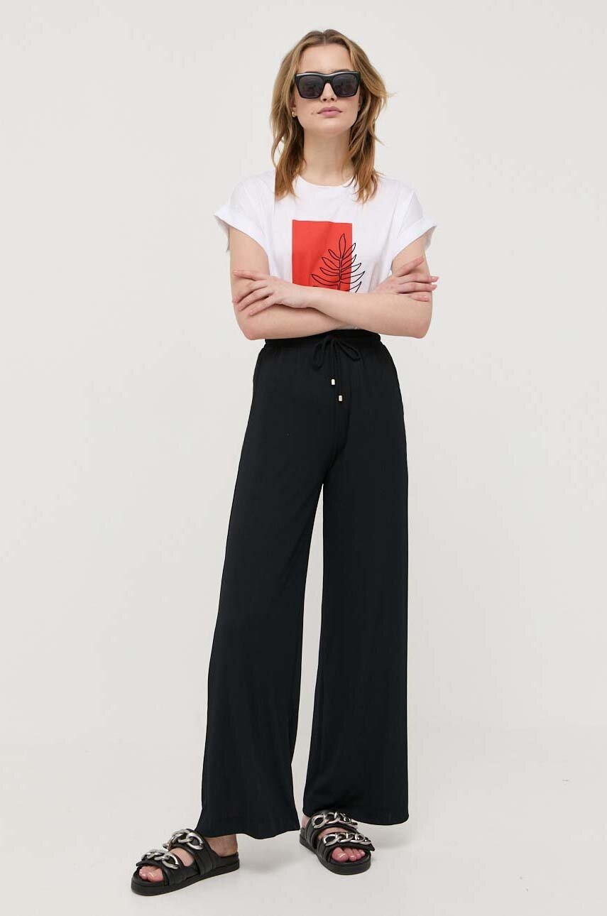 

Панталон Max Mara Leisure в черно със стандартна кройка, с висока талия, Черен