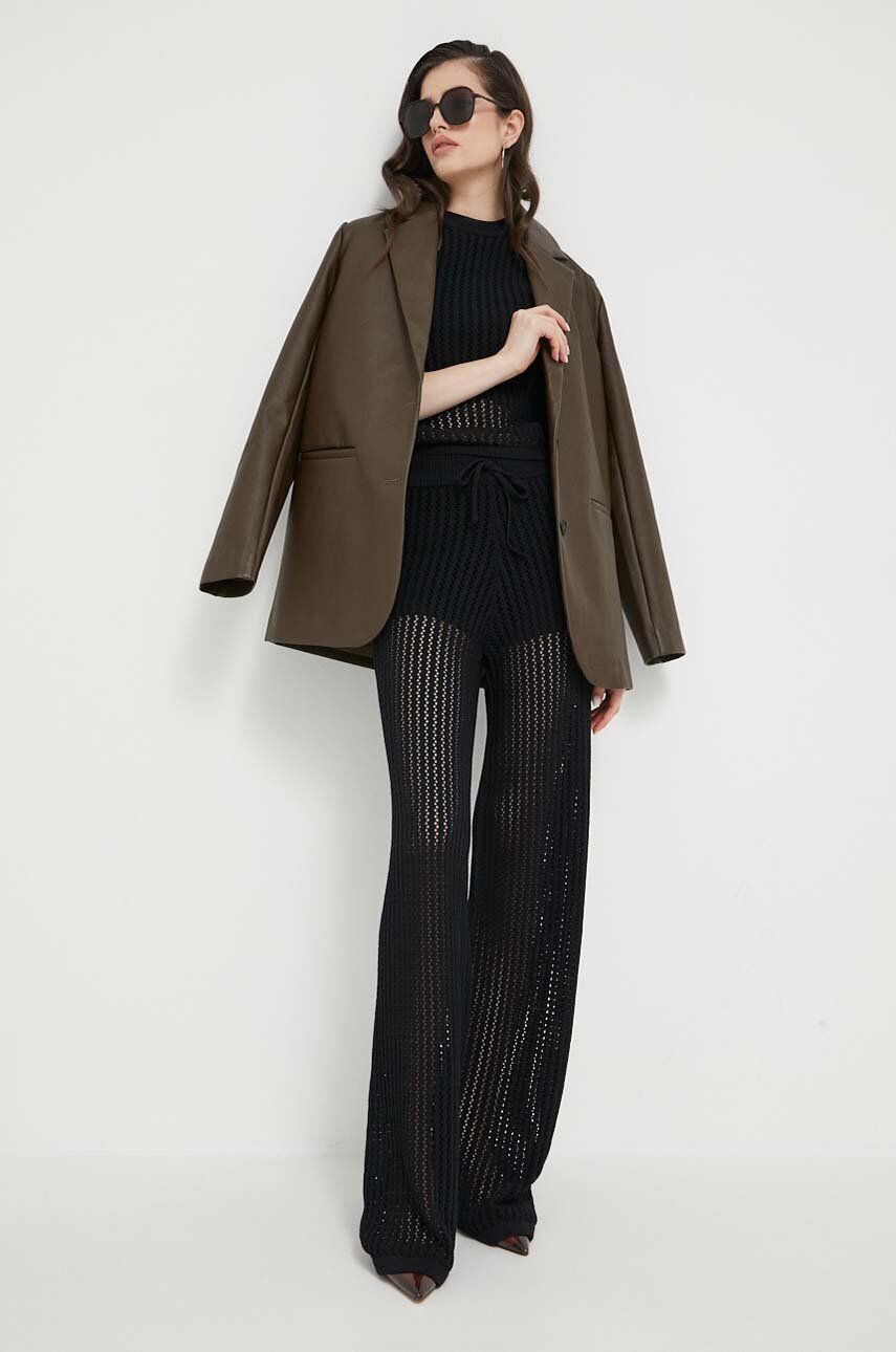 HUGO pantaloni femei, culoarea negru, drept, high waist 2023 ❤️ Pret Super answear imagine noua 2022
