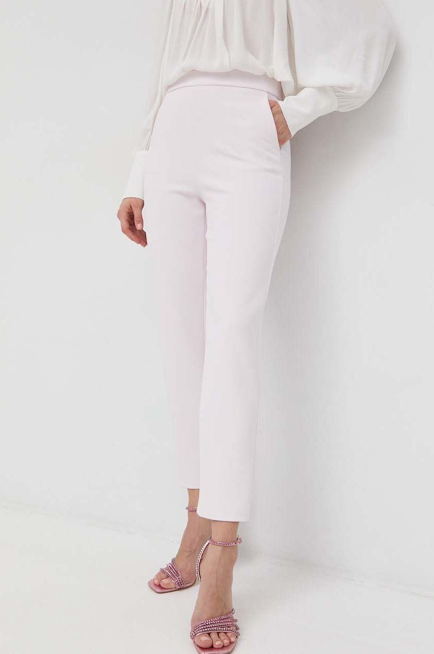 Kalhoty Pinko dámské, růžová barva, fason cargo, high waist - růžová -  Hlavní materiál: 96 % P