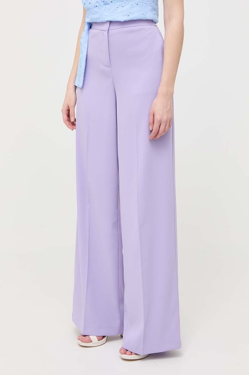 Levně Kalhoty Pinko dámské, fialová barva, široké, high waist