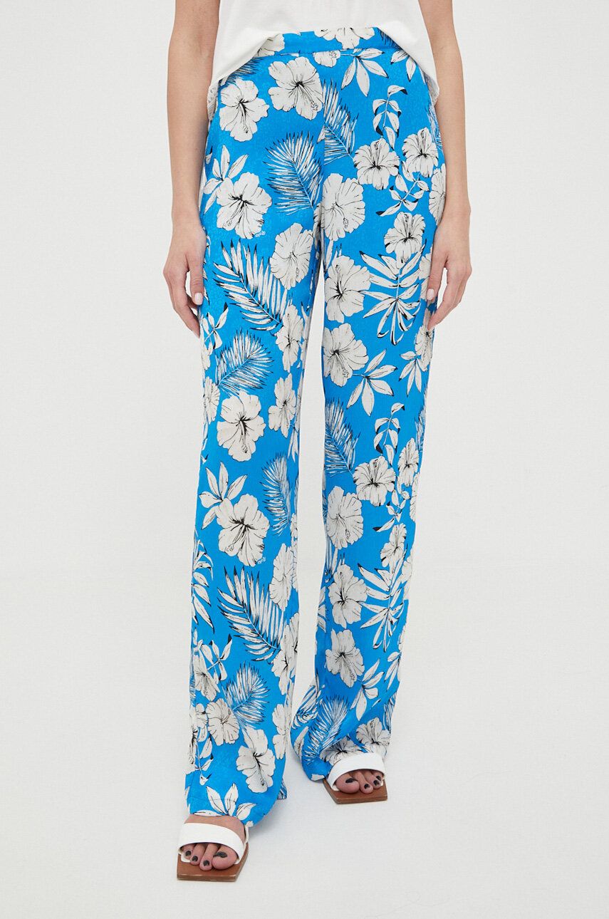 Kalhoty Pinko dámské, široké, high waist - modrá -  100 % Polyester