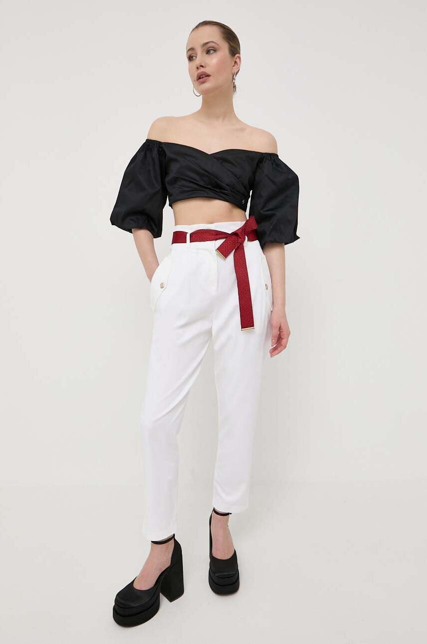 

Брюки Pinko женские цвет бежевый chinos высокая посадка