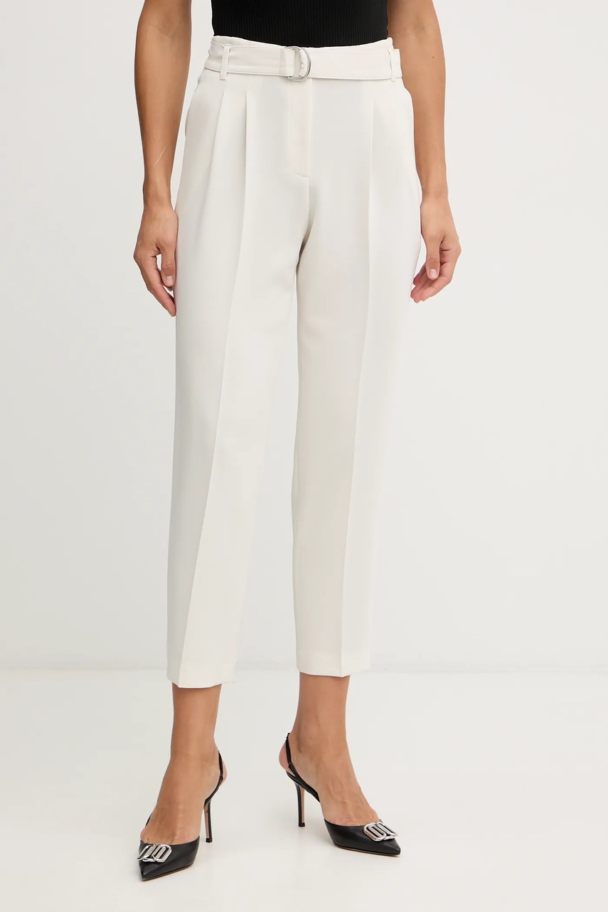 BOSS pantaloni culoarea roz, drept, high waist, 50490037