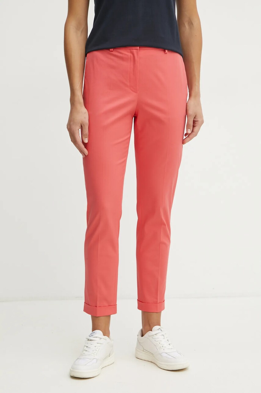 BOSS pantaloni femei, culoarea roz, drept, high waist