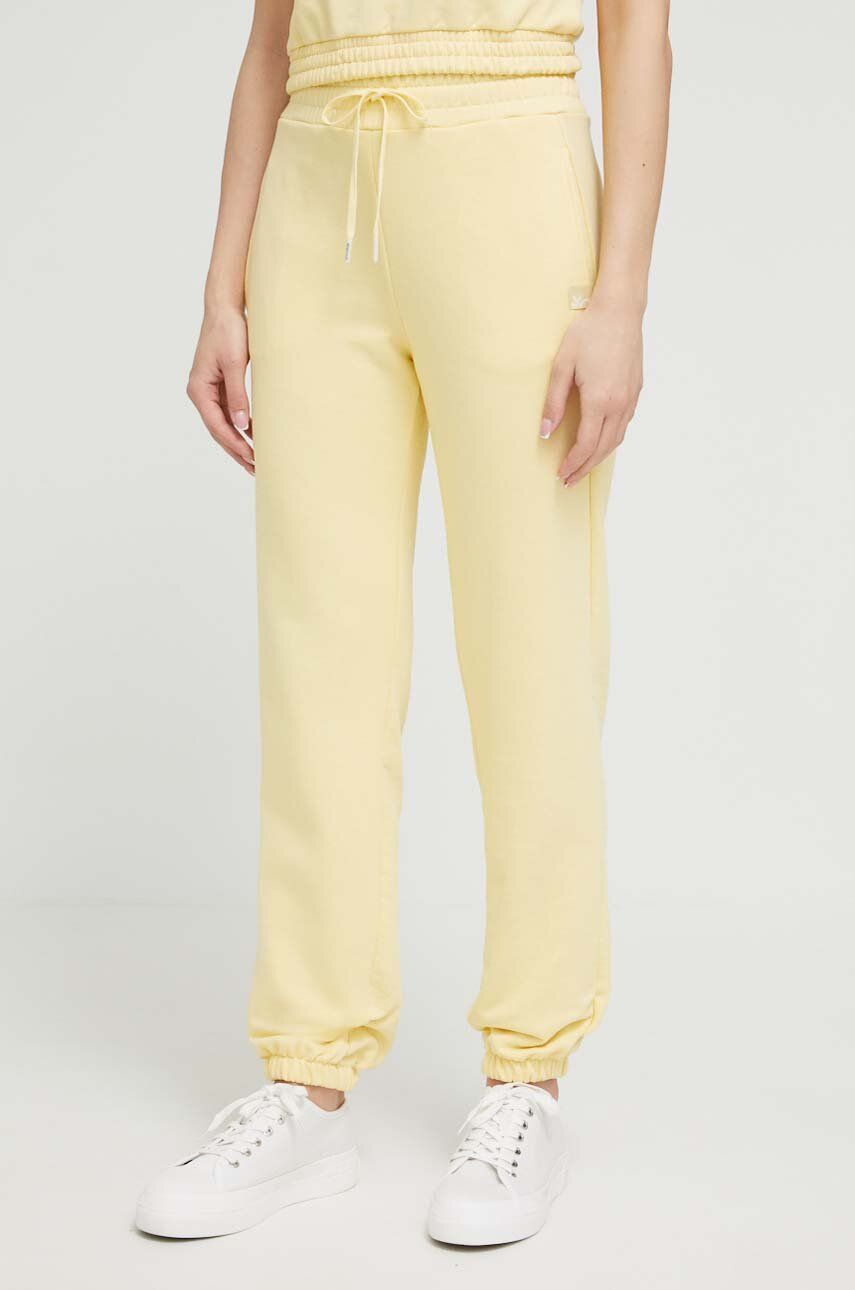 Kalhoty United Colors of Benetton žlutá barva - žlutá -  80 % Bavlna