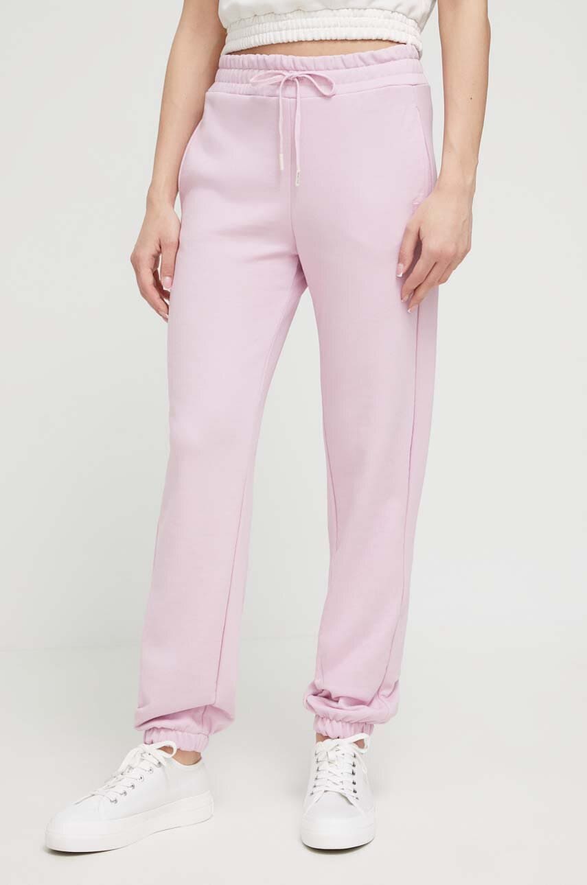 United colors of benetton pantaloni de lounge culoarea roz, neted