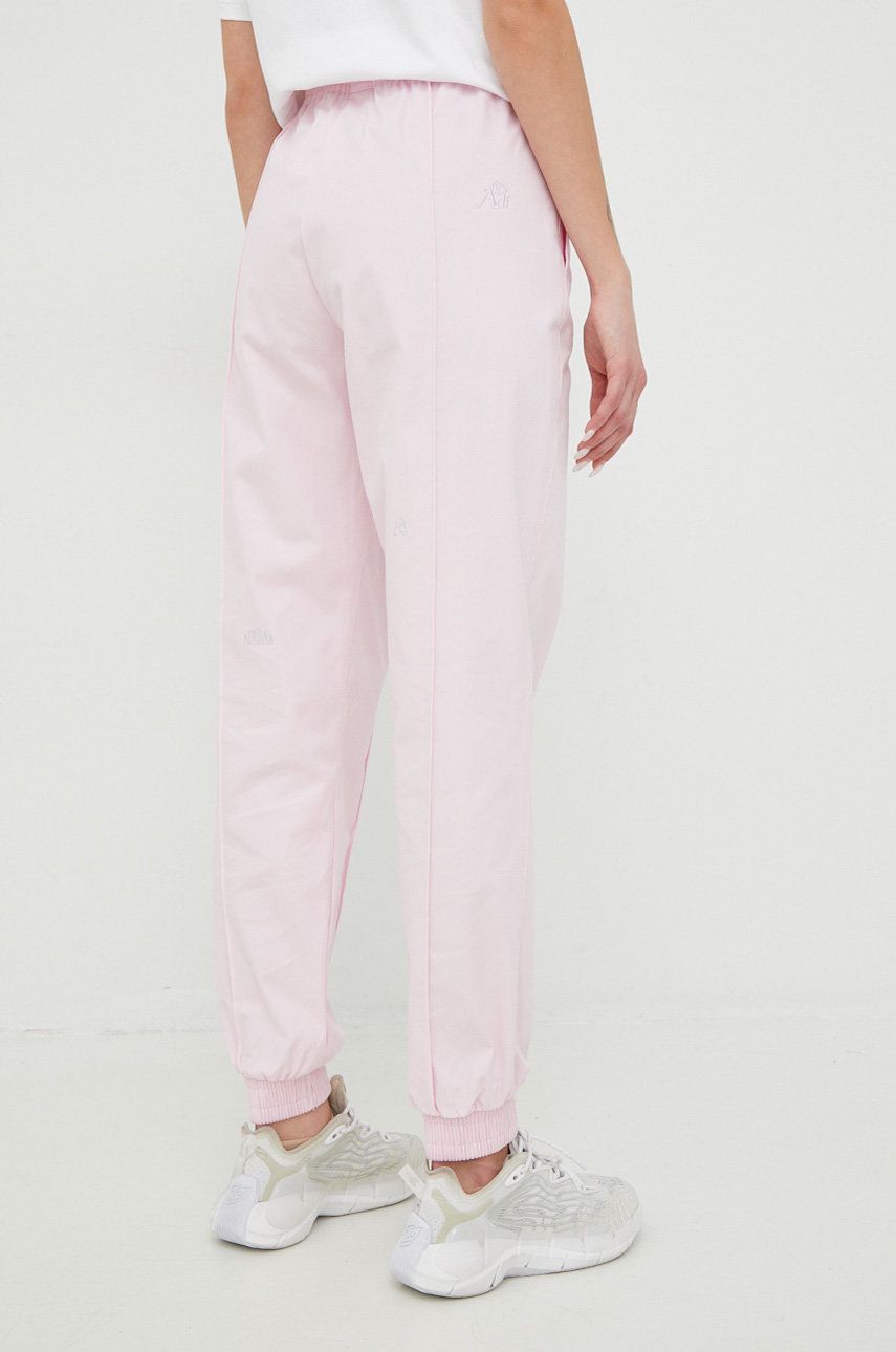 Adidas Pantaloni De Bumbac Femei, Culoarea Roz, Cu Imprimeu