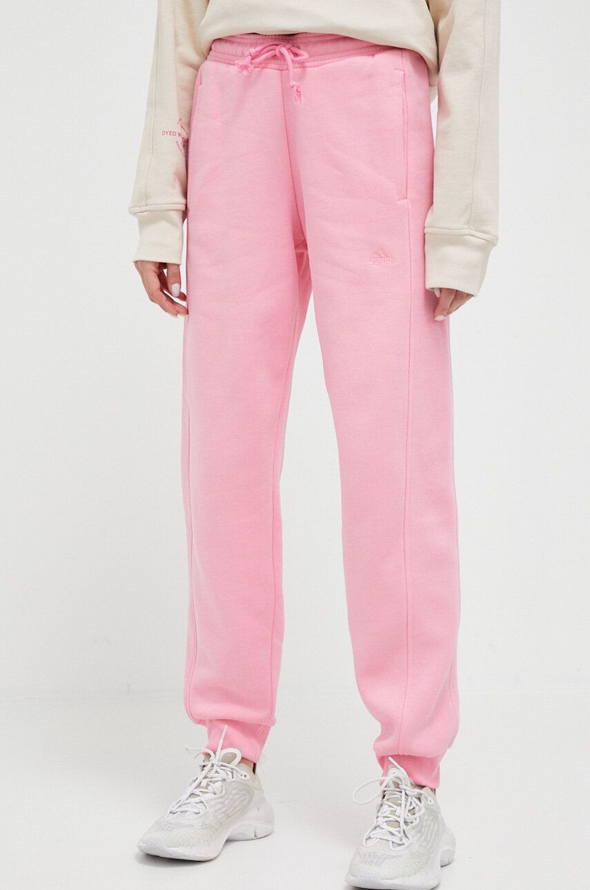 adidas pantaloni de trening culoarea roz, neted adidas