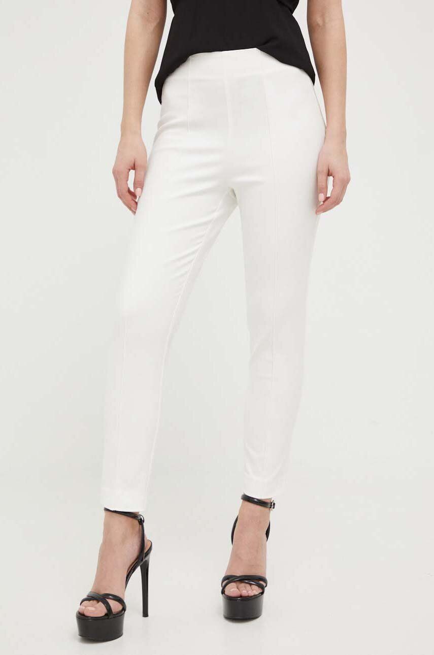 E-shop Kalhoty Marciano Guess NEW ELLIE dámské, béžová barva, přiléhavé, high waist, 2GGB12 7246Z