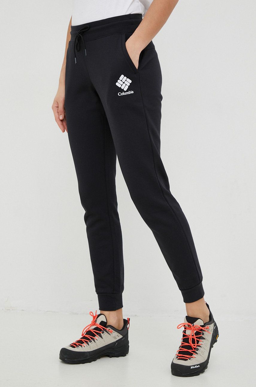 Columbia pantaloni de trening femei, culoarea negru, neted answear.ro