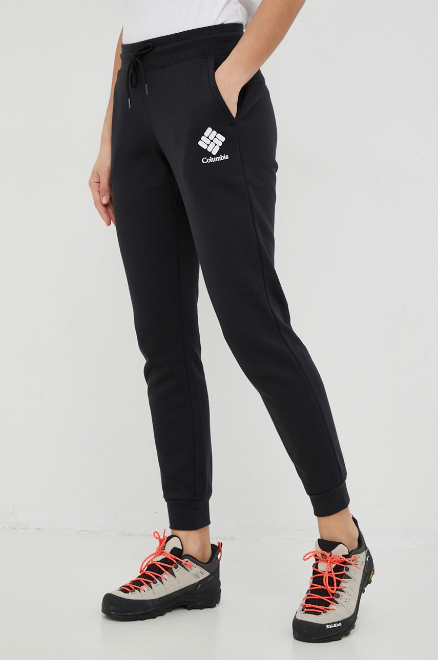 Columbia Pantaloni De Trening Femei, Culoarea Negru, Neted