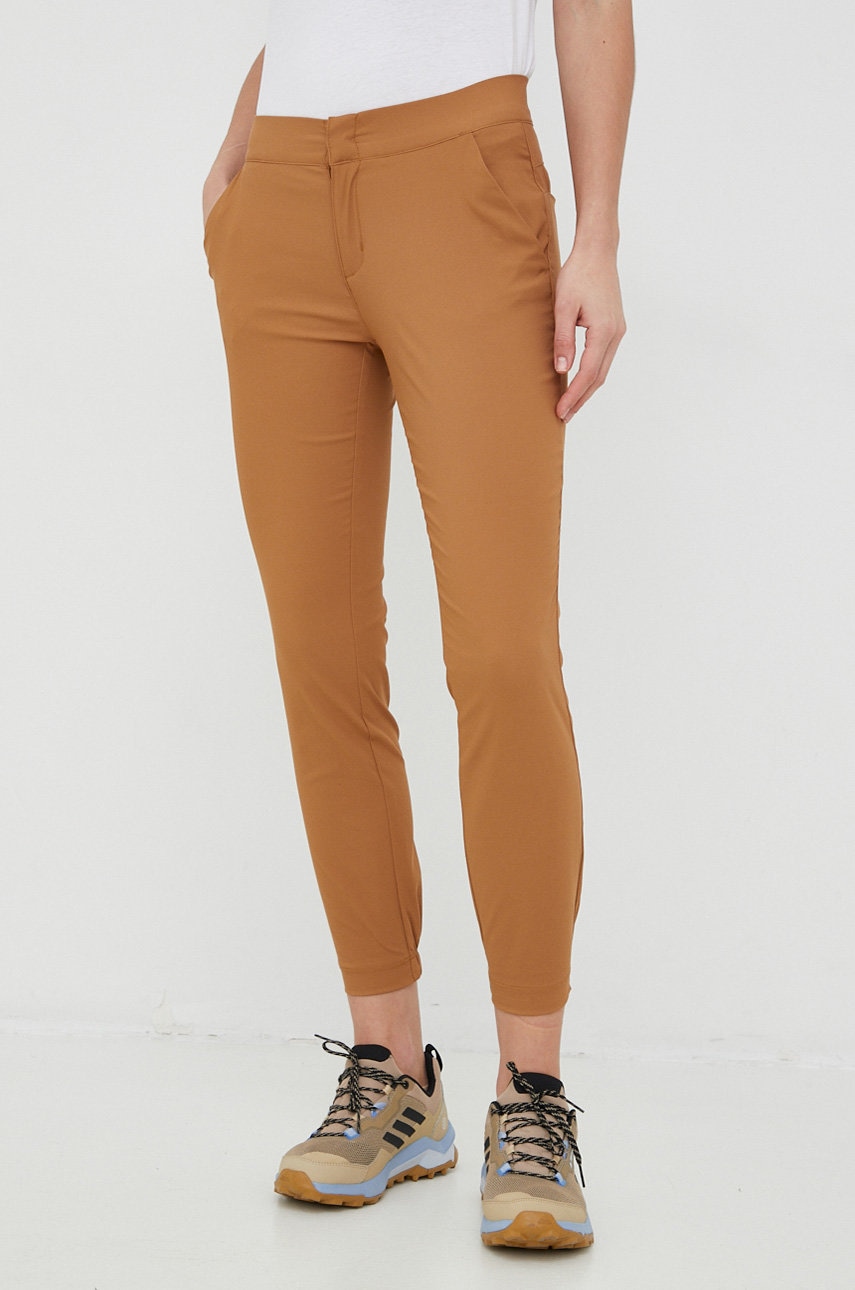 Columbia Pantaloni De Exterior Firwood Camp Ii Femei, Culoarea Maro, Drept, Medium Waist