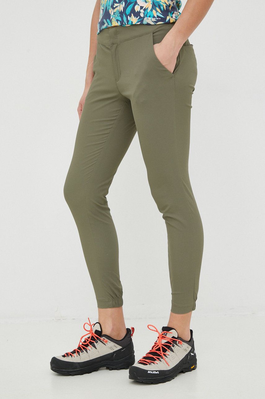 Columbia pantaloni de exterior Firwood Camp II femei, culoarea verde, drept, medium waist