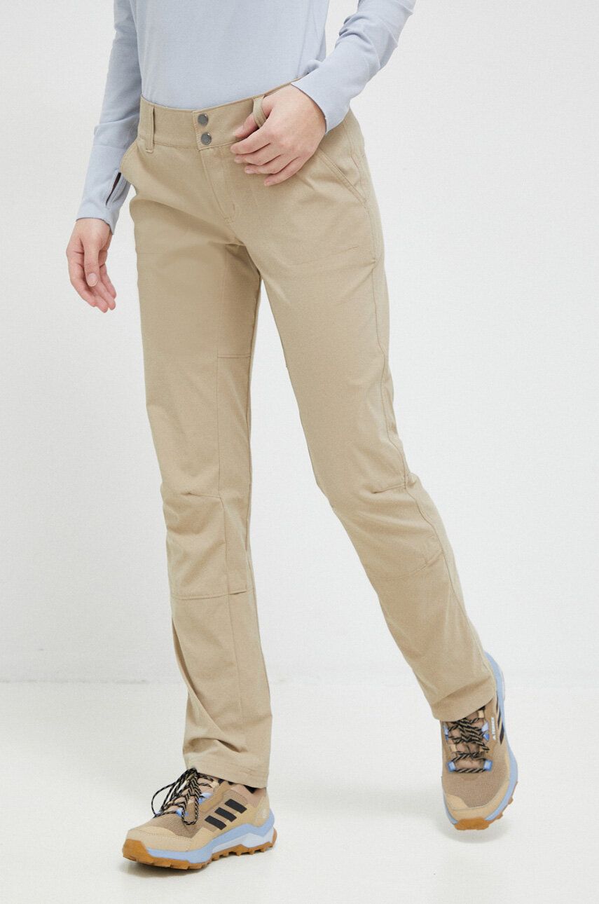 Columbia pantaloni de exterior Saturday Trail femei, culoarea bej, drept, high waist