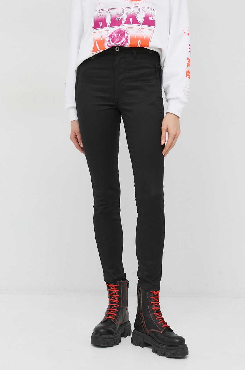 G-Star Raw pantaloni femei, culoarea negru, mulata, high waist