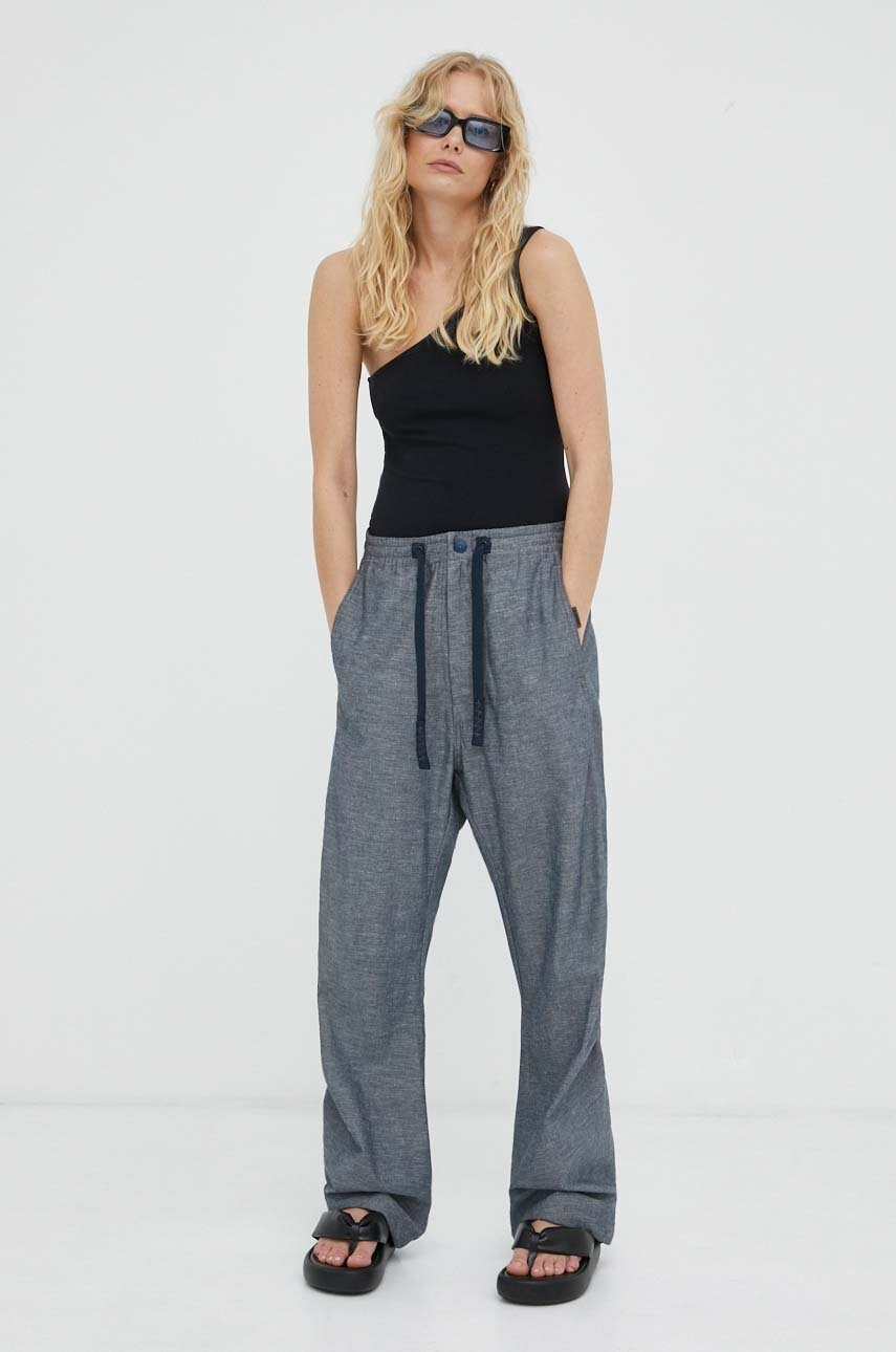

Штани з домішкою льону G-Star Raw колір сірий висока посадка