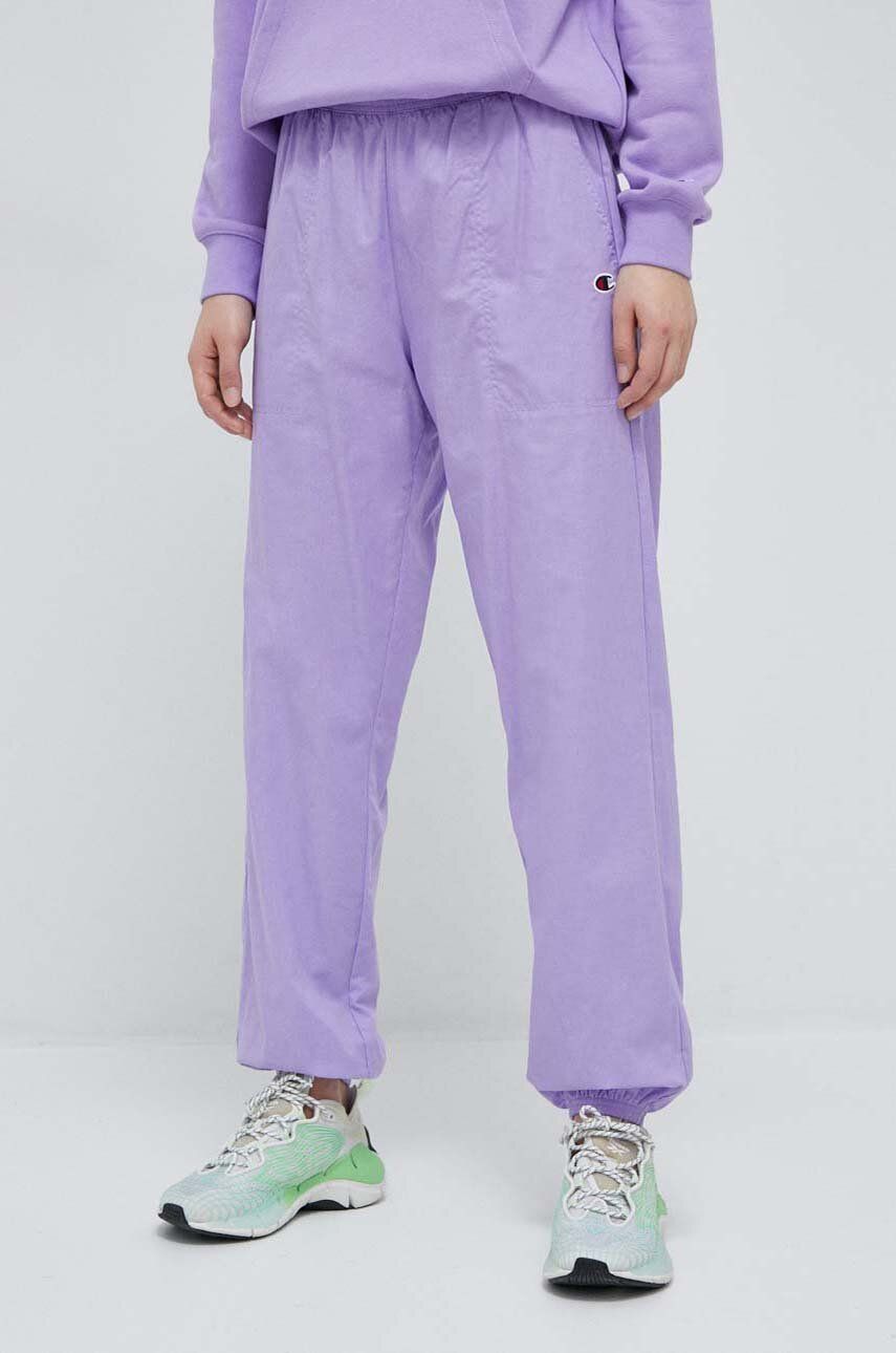 Bavlněné kalhoty Champion fialová barva - fialová -  100 % Bavlna