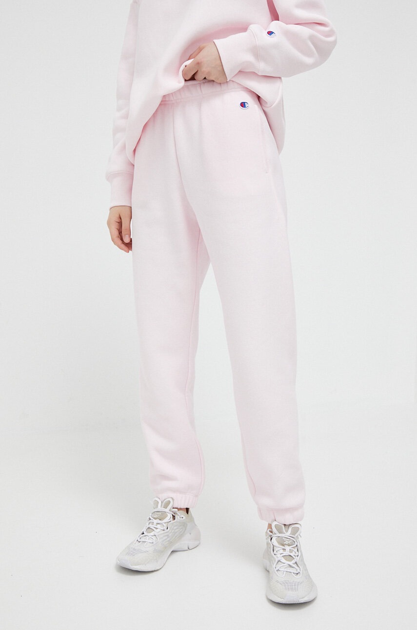 Champion pantaloni de trening culoarea roz, neted