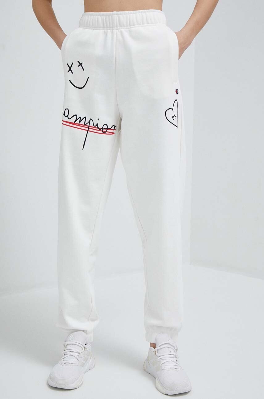 Champion pantaloni de trening culoarea alb, modelator