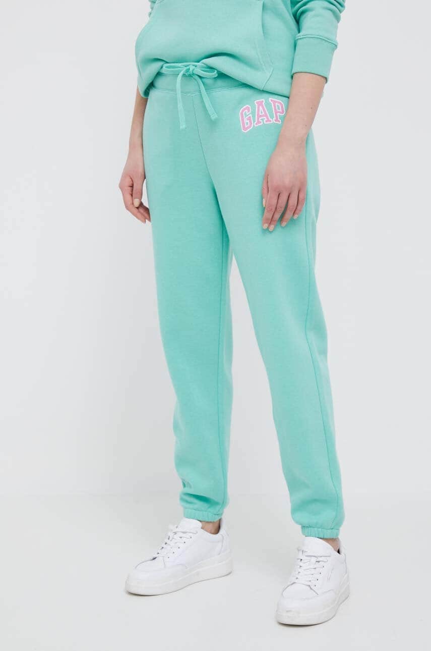 Gap pantaloni de trening culoarea turcoaz, neted