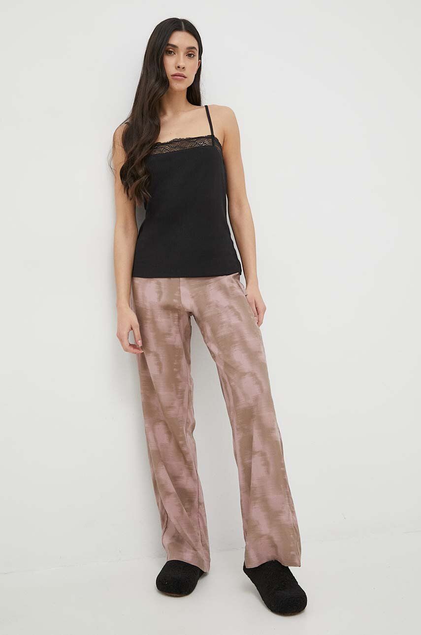 Levně Pyžamové kalhoty Calvin Klein Underwear dámské, béžová barva