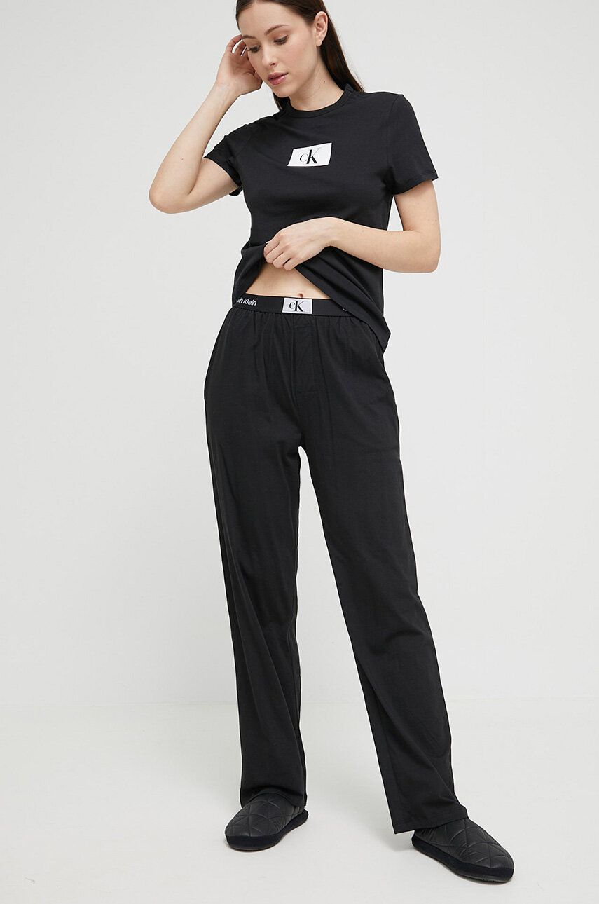 Levně Bavlněné pyžamové kalhoty Calvin Klein Underwear černá barva, bavlněná, 000QS6948E