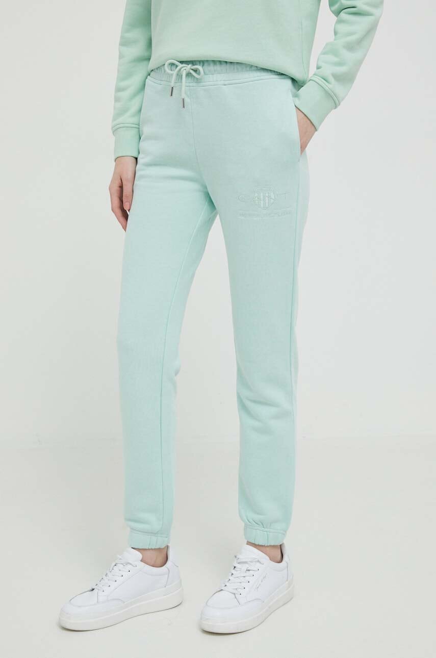 Gant Pantaloni De Trening Culoarea Verde, Neted