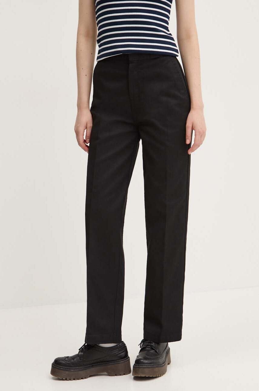 Levně Kalhoty Dickies dámské, černá barva, jednoduché, high waist