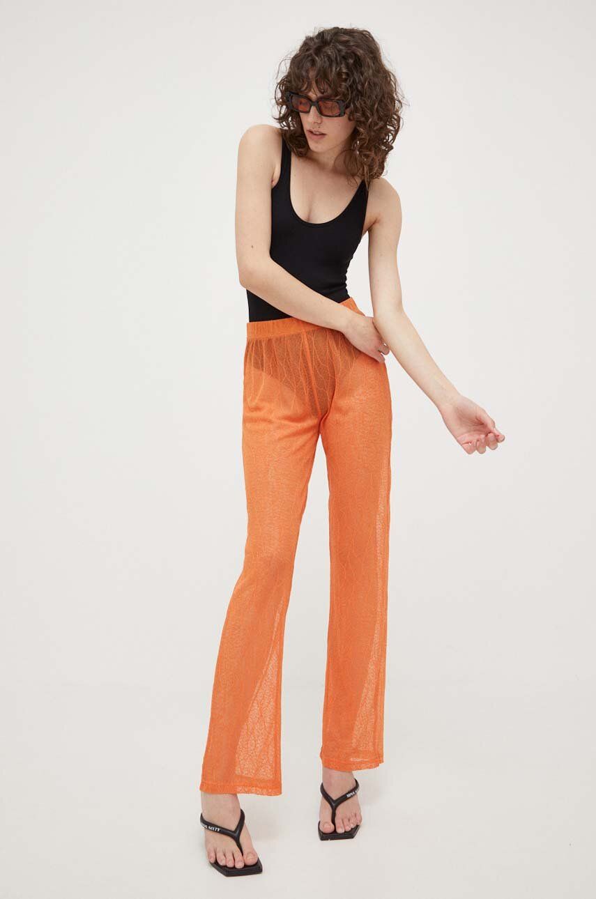 Résumé pantaloni Rayanna femei, culoarea portocaliu, drept, high waist answear.ro