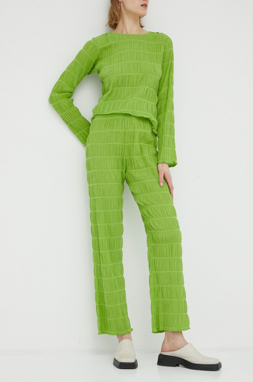 Kalhoty Résumé dámské, zelená barva - zelená -  98 % Bavlna