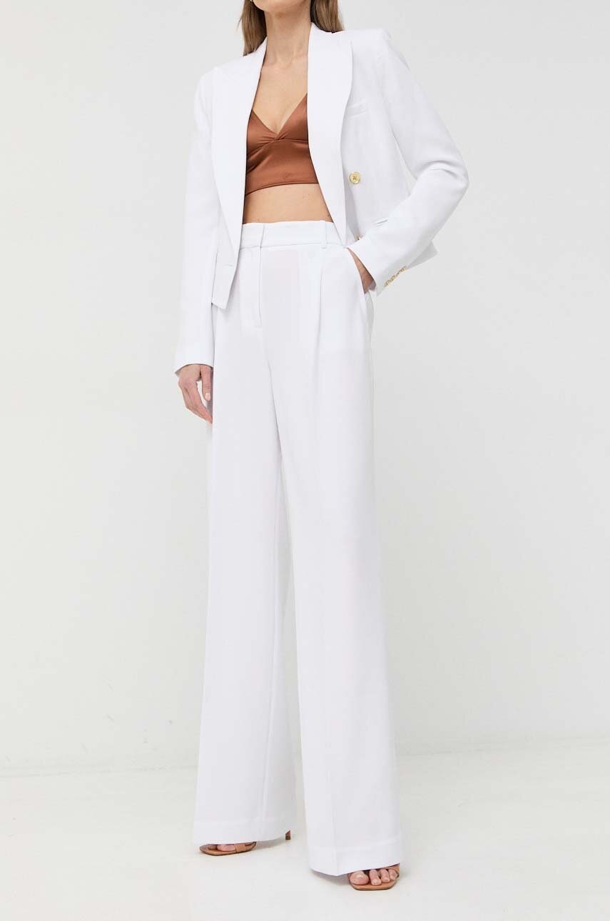 MICHAEL Michael Kors pantaloni femei, culoarea alb, drept, high waist