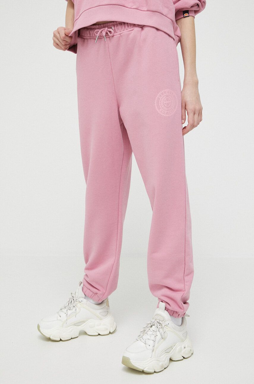Ellesse pantaloni de trening culoarea roz, cu imprimeu answear.ro