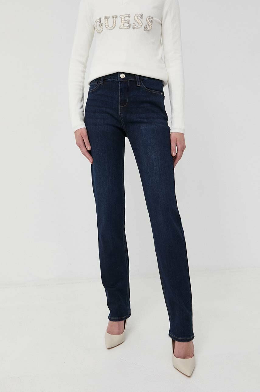 Morgan Jeansi Femei, Culoarea Albastru Marin, High Waist