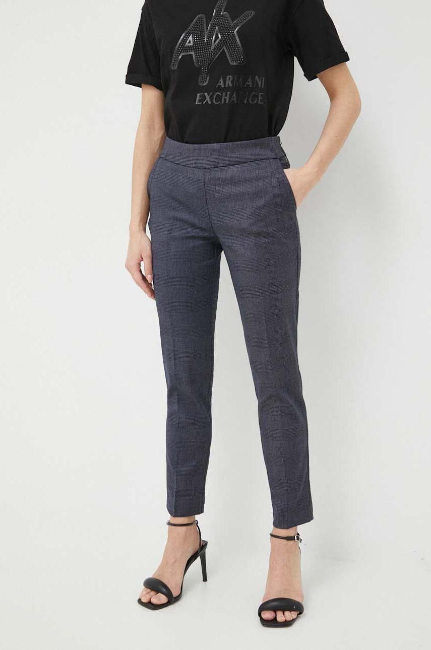 Morgan Pantaloni Femei, Culoarea Albastru Marin, Mulata, Medium Waist