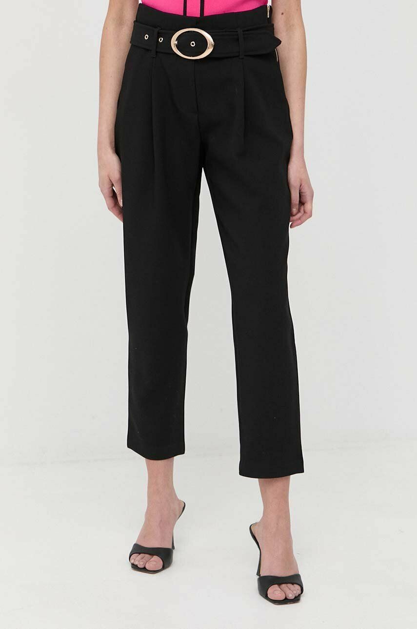 Morgan pantaloni femei, culoarea negru, drept, high waist