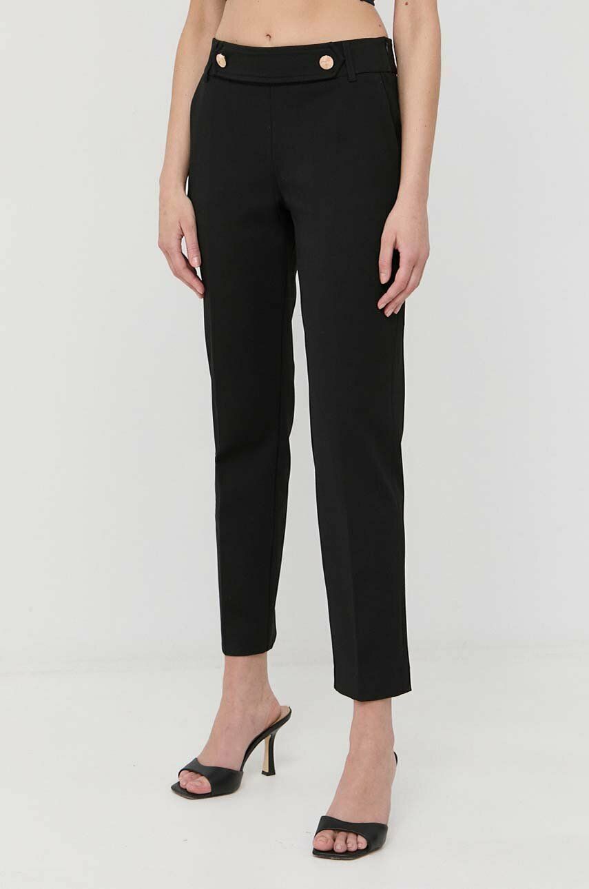 Morgan pantaloni femei, culoarea negru, drept, medium waist