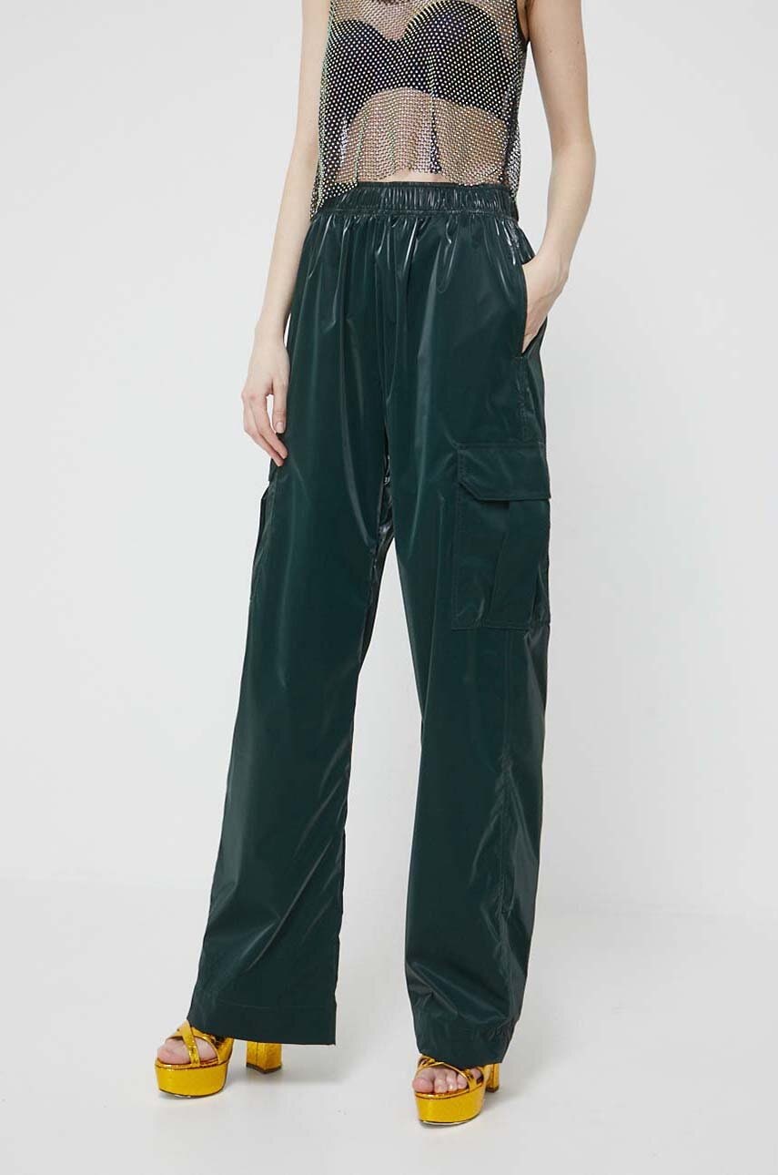 Stine Goya Pantaloni Femei, Culoarea Verde, Lat, High Waist