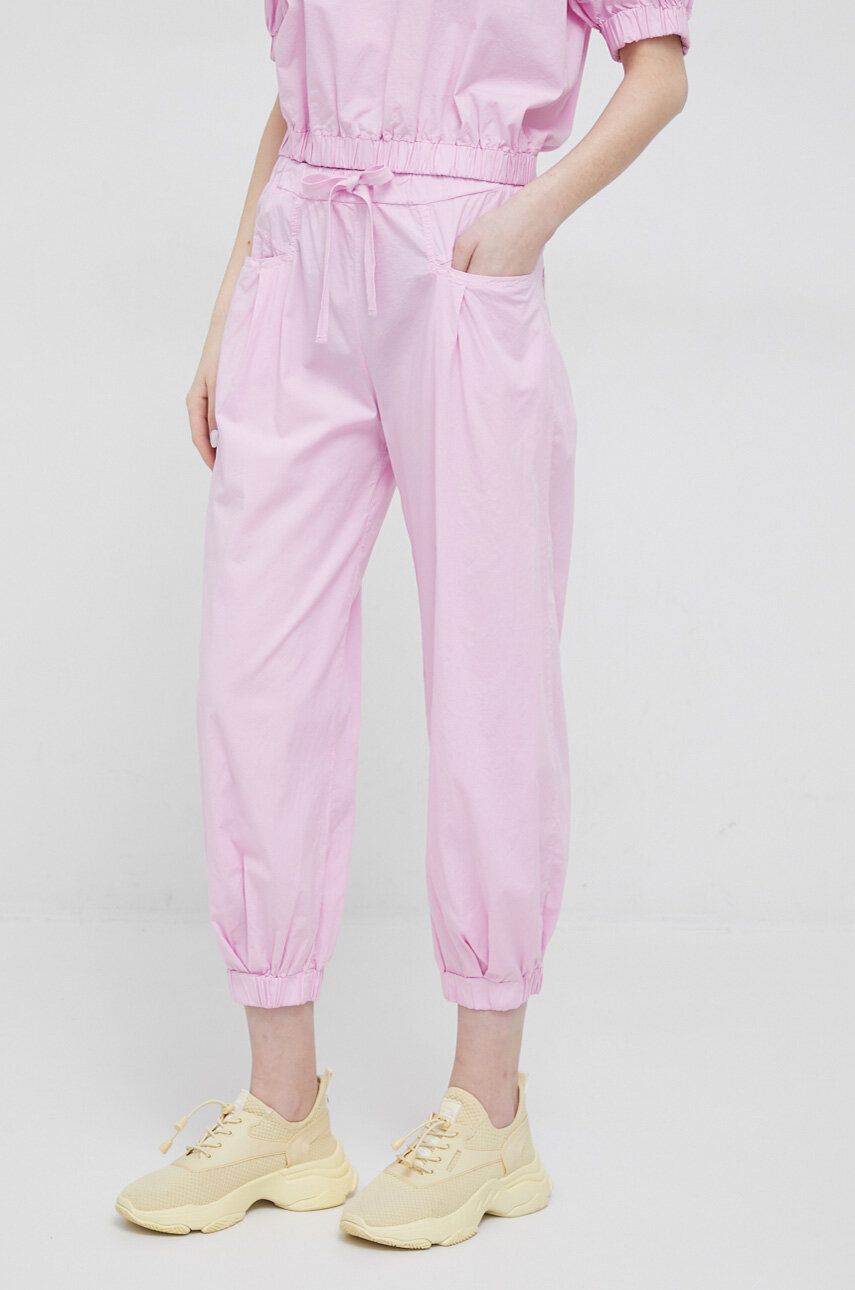 Deha pantaloni femei, culoarea roz, lat, high waist answear.ro