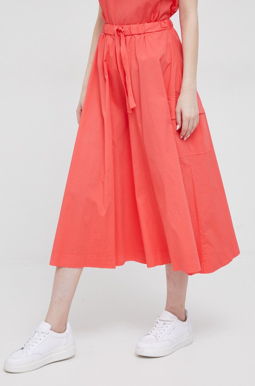 E-shop Kalhoty Deha dámské, oranžová barva, široké, high waist