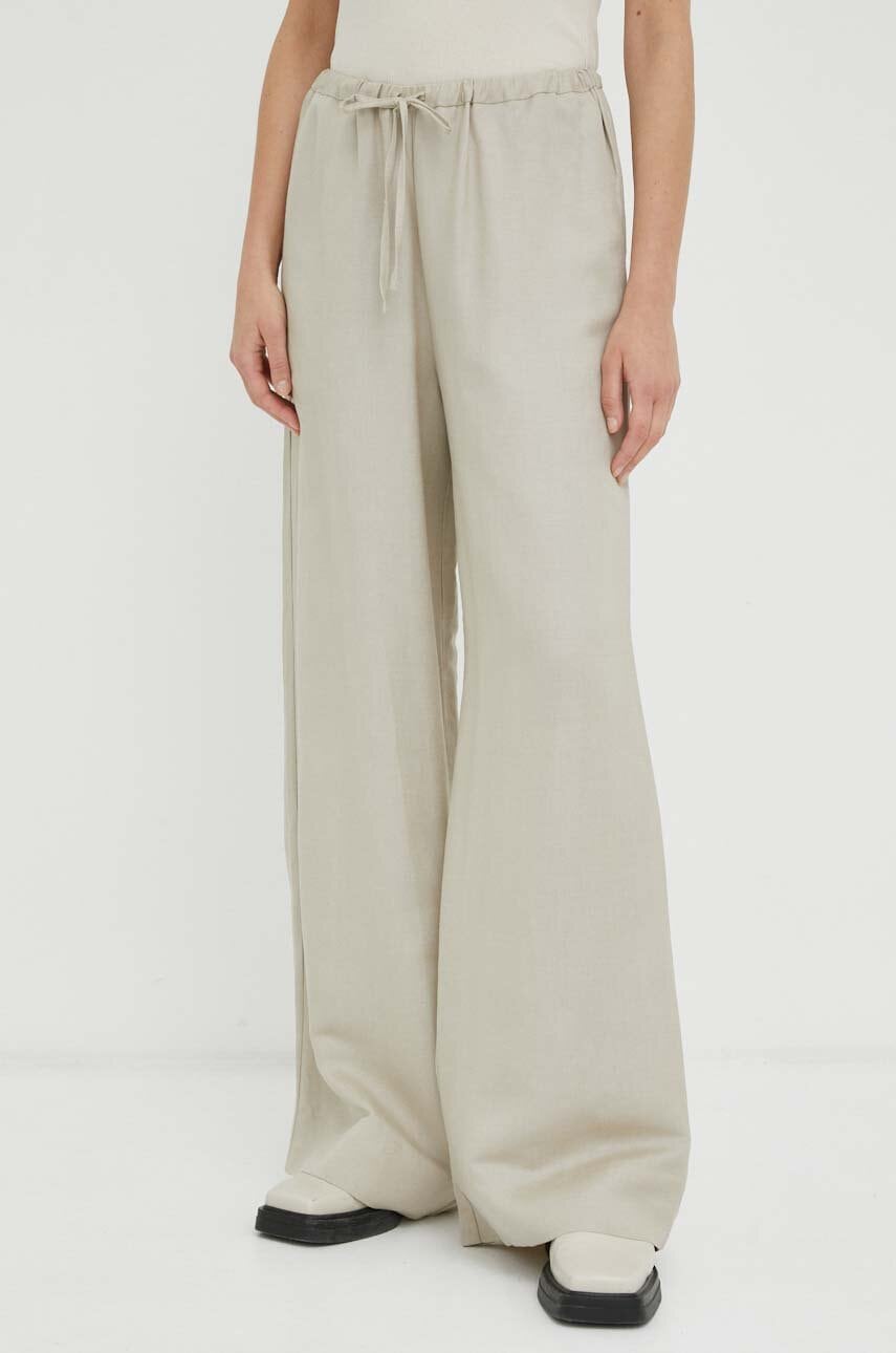 Lovechild Pantaloni Din In Culoarea Bej, Lat, High Waist