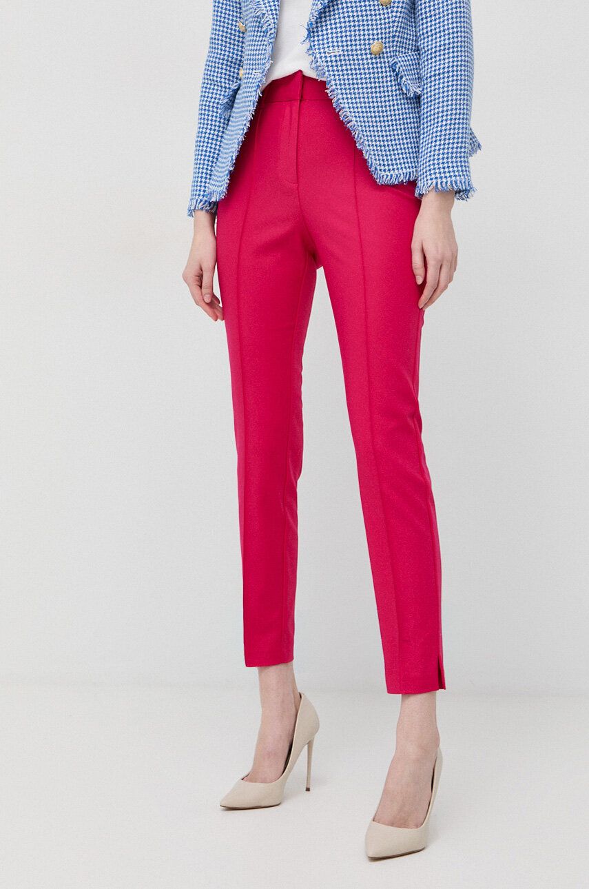 Kalhoty Marciano Guess dámské, fialová barva, jednoduché, high waist