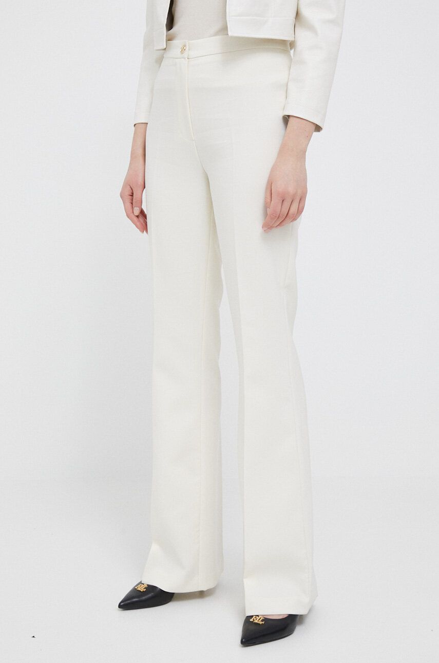 Artigli Pantaloni Femei, Culoarea Bej, Evazati, High Waist