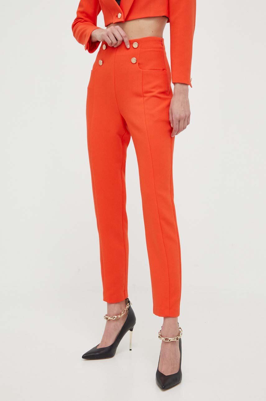 Levně Kalhoty Morgan dámské, oranžová barva, fason cargo, high waist