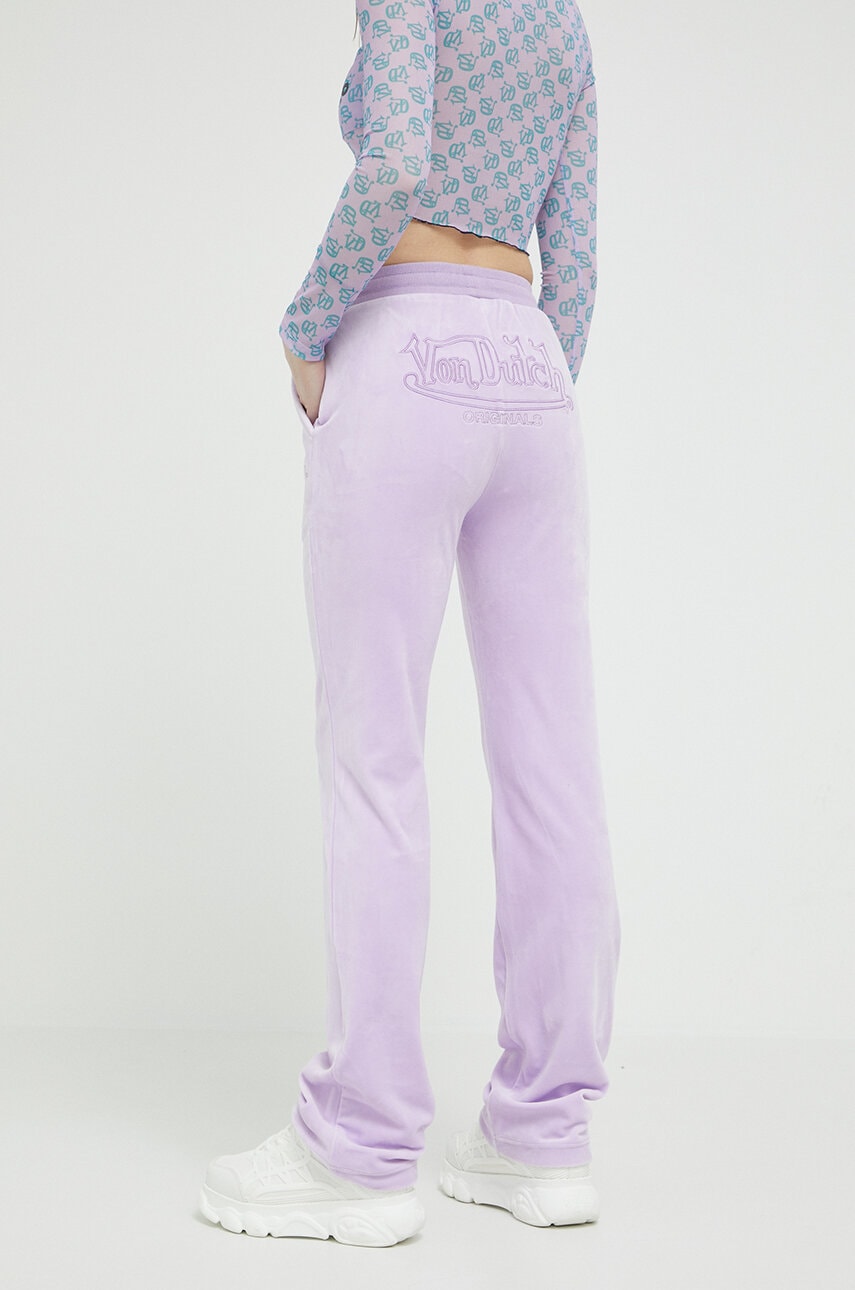 Von Dutch Pantaloni De Trening Culoarea Violet, Cu Imprimeu