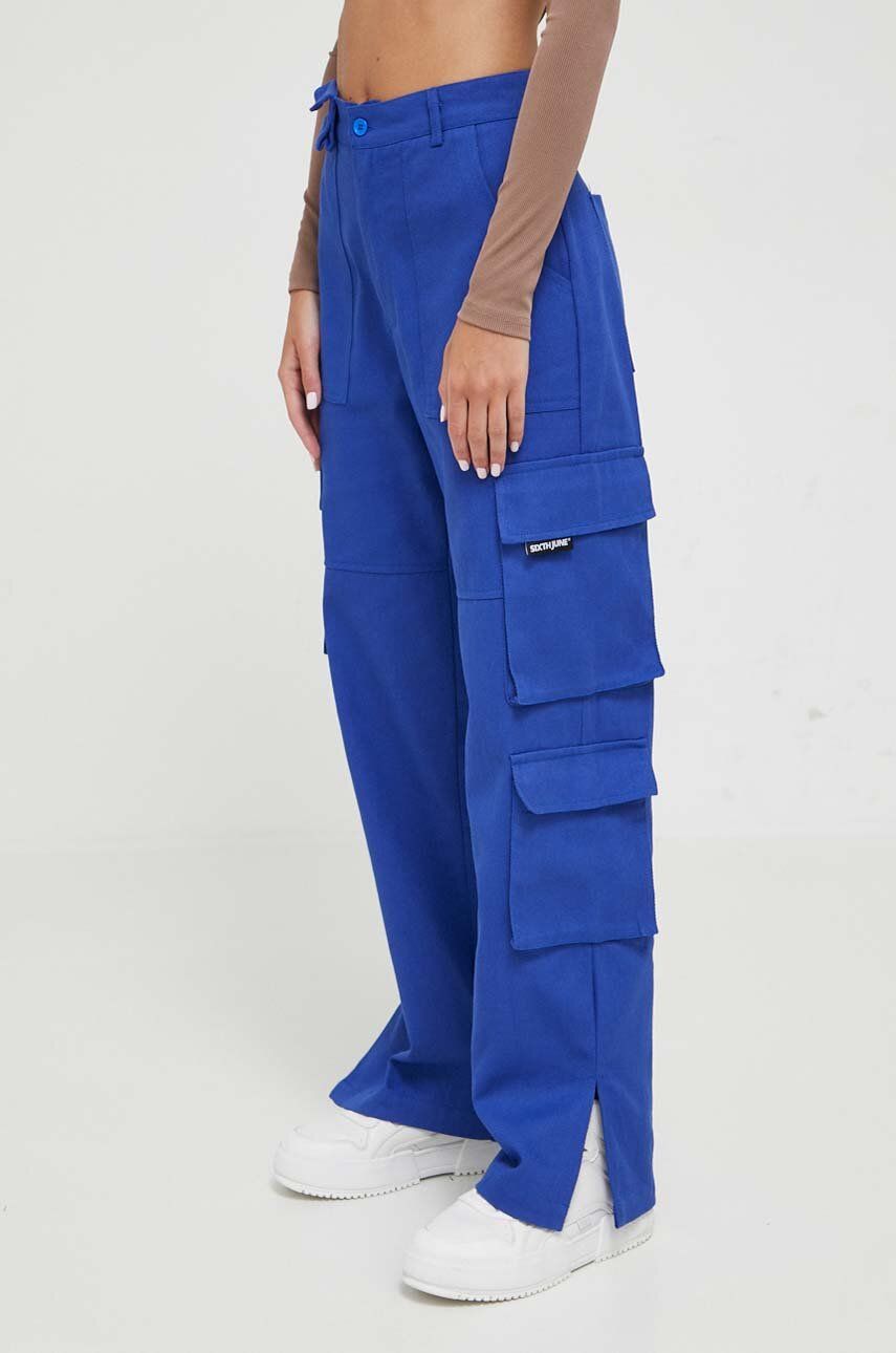 Sixth June pantaloni de bumbac fason cargo, high waist