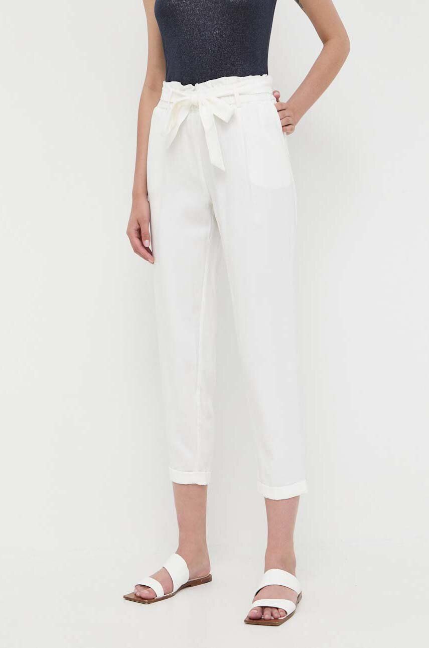 Kalhoty Morgan dámské, bílá barva, střih chinos, high waist